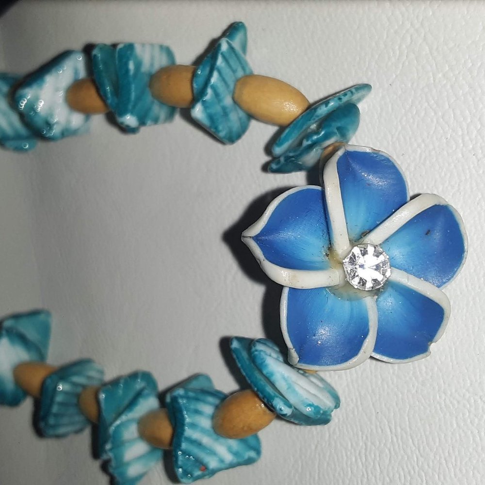 Blue Hawai'i Plumeria Bracelet